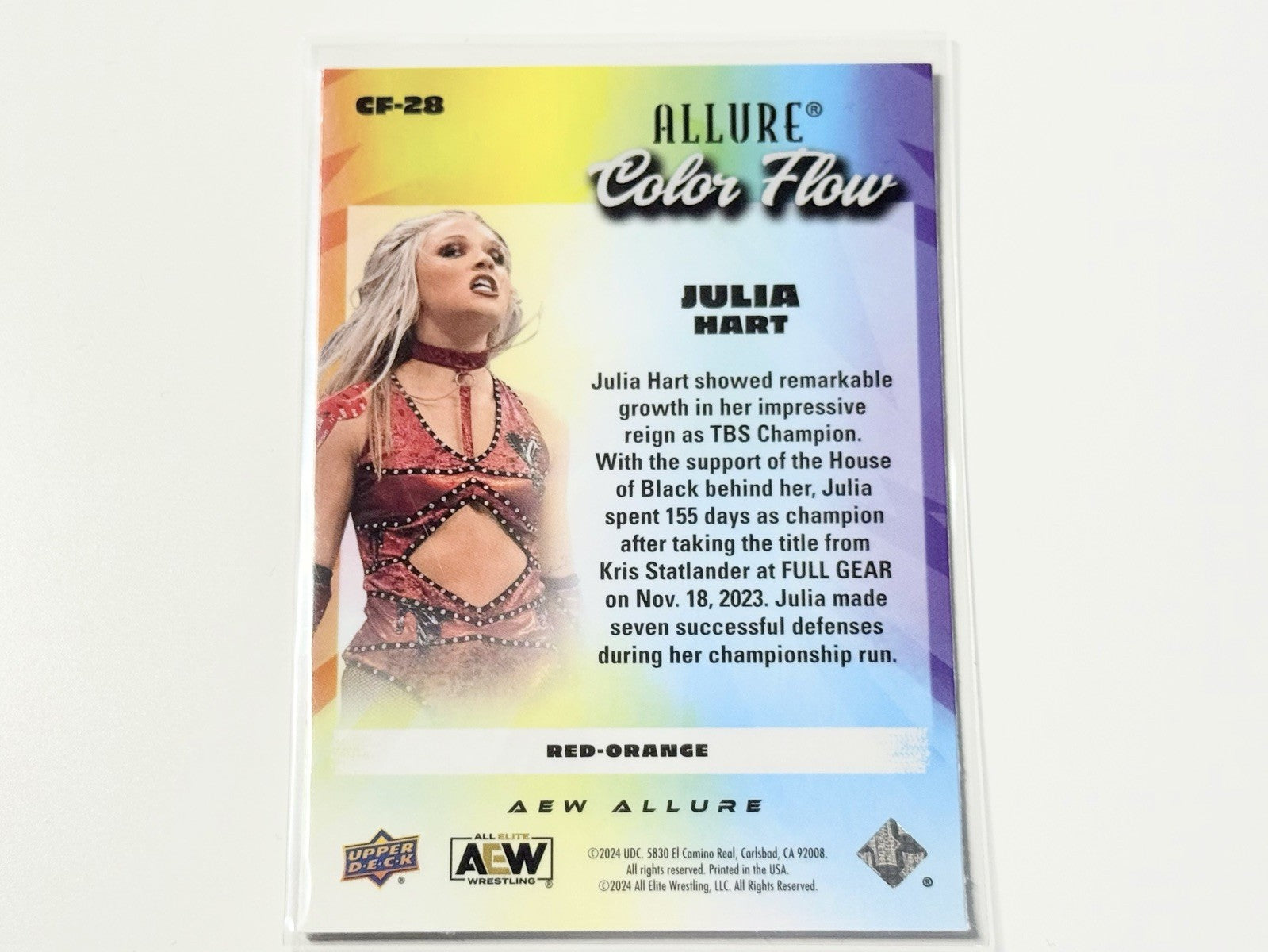 2024 Upper Deck AEW Allure Julia Hart Red Orange Color Flow Card CF-28