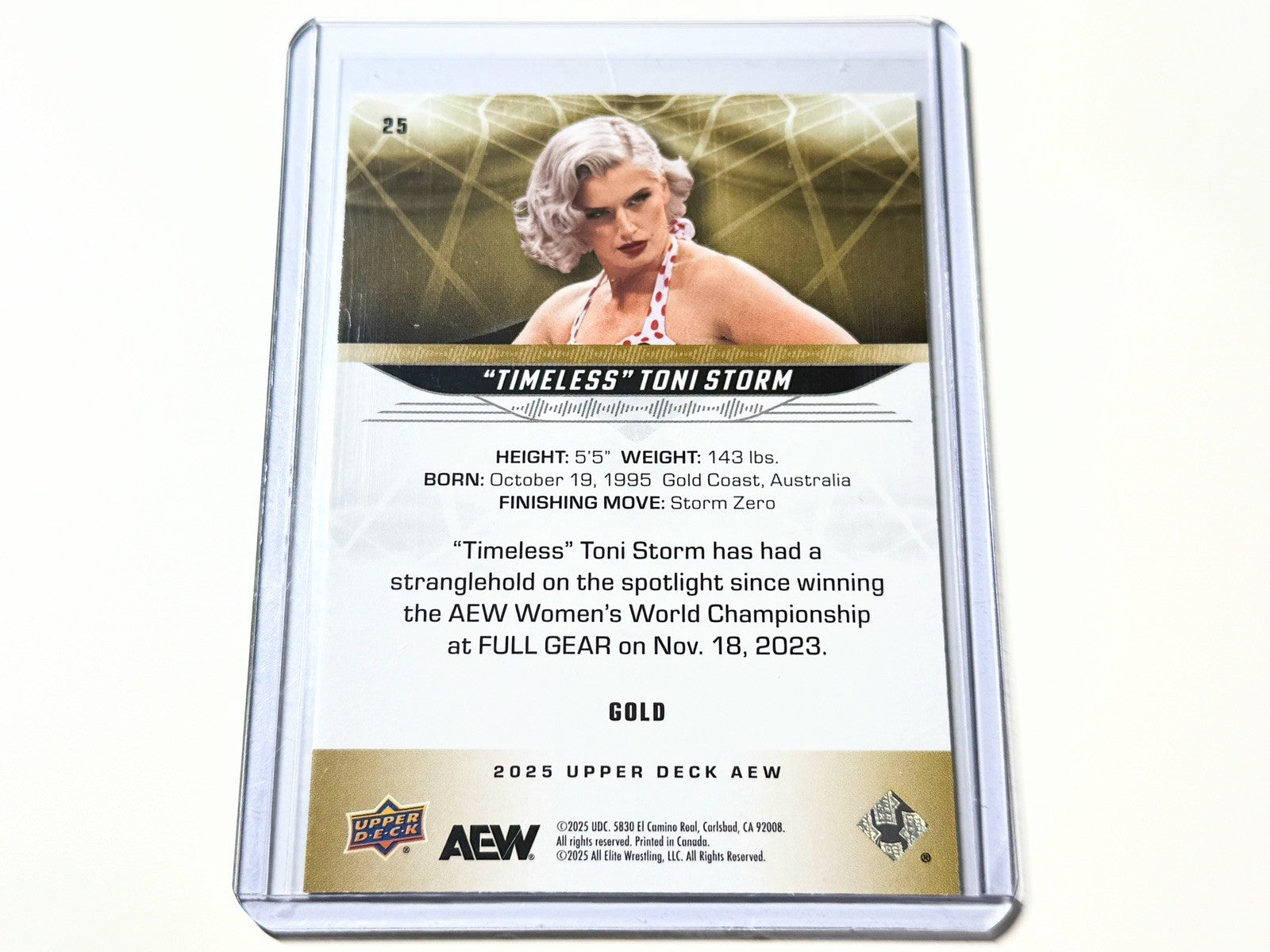 2025 Upper Deck AEW Flagship Timeless Toni Storm Gold Parallel Card #25