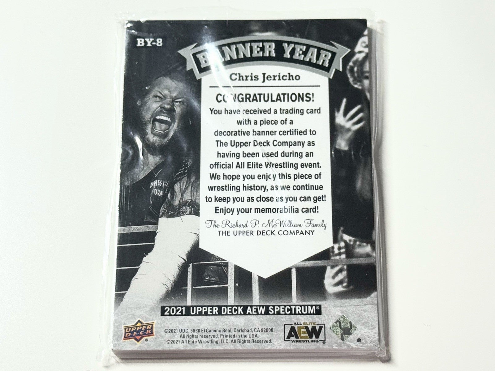 2021 Upper Deck AEW Spectrum Chris Jericho Banner Year Relic Card BY-8