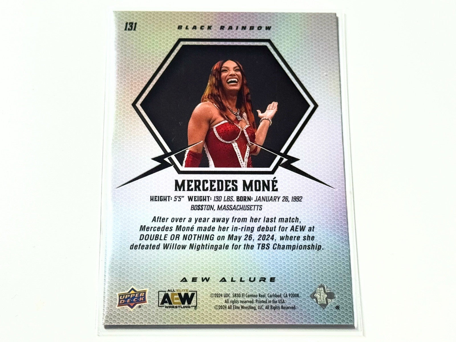 2024 Upper Deck AEW Allure Mercedes Mone Black Rainbow Horizontal Card #131