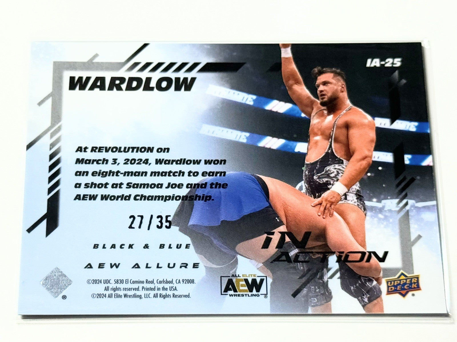 2024 Upper Deck AEW Allure Wardlow In Action Black & Blue /35 Card IA-25
