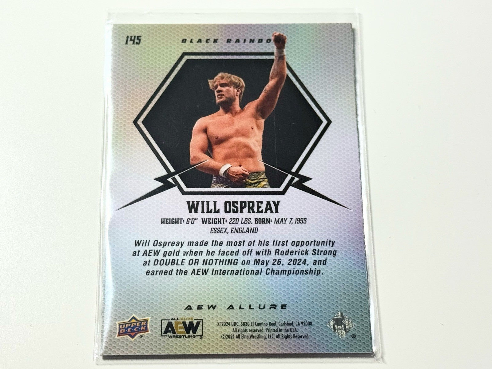 2024 Upper Deck AEW Allure Will Ospreay Black Rainbow Horizontal Card #145