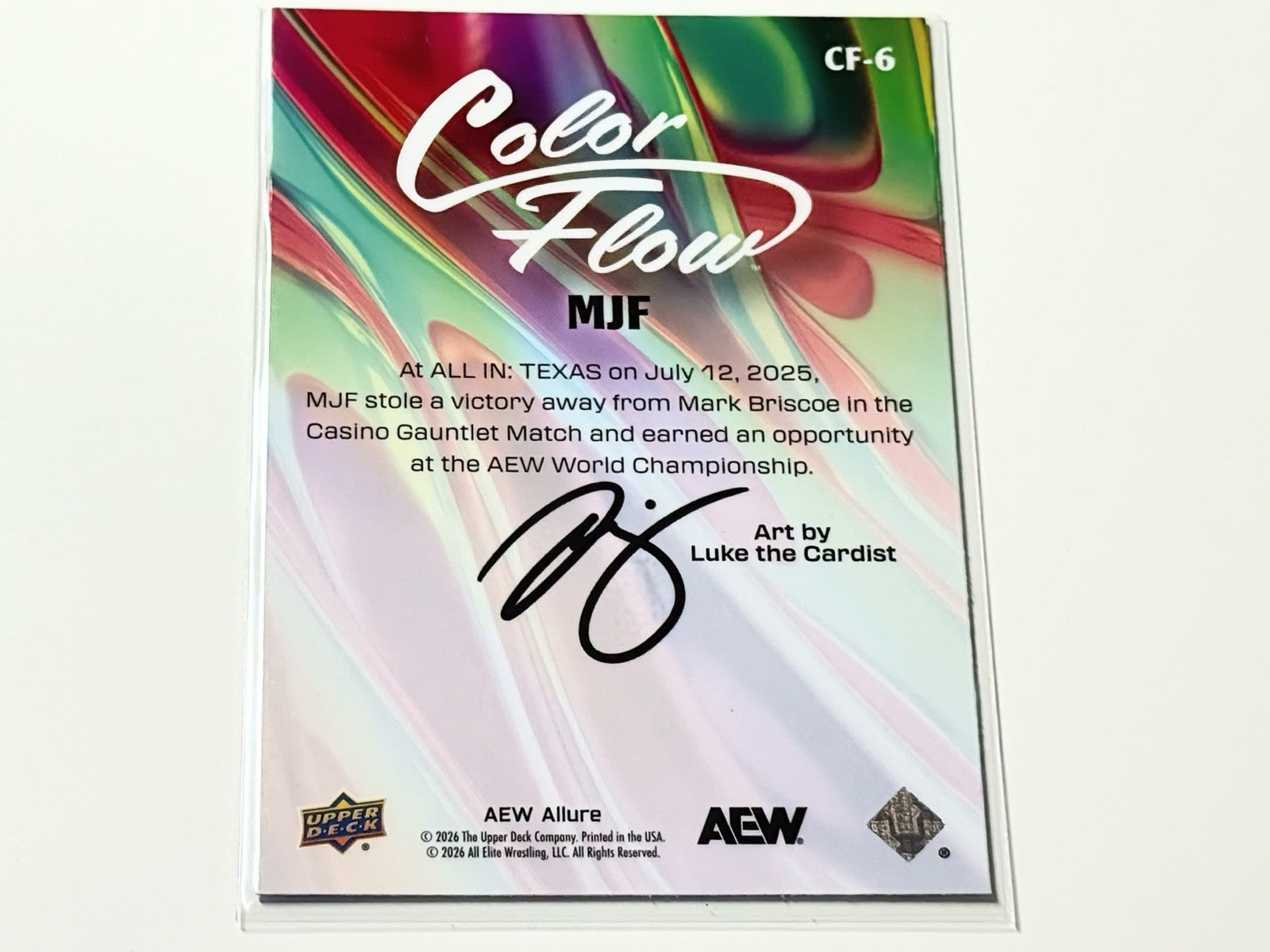 2026 Upper Deck AEW Allure MJF Yellow Green Color Flow Card CF-6