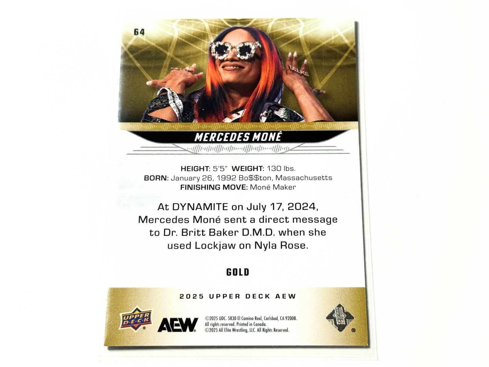 2025 Upper Deck AEW Flagship Mercedes Mone First UD Gold Parallel Card #64