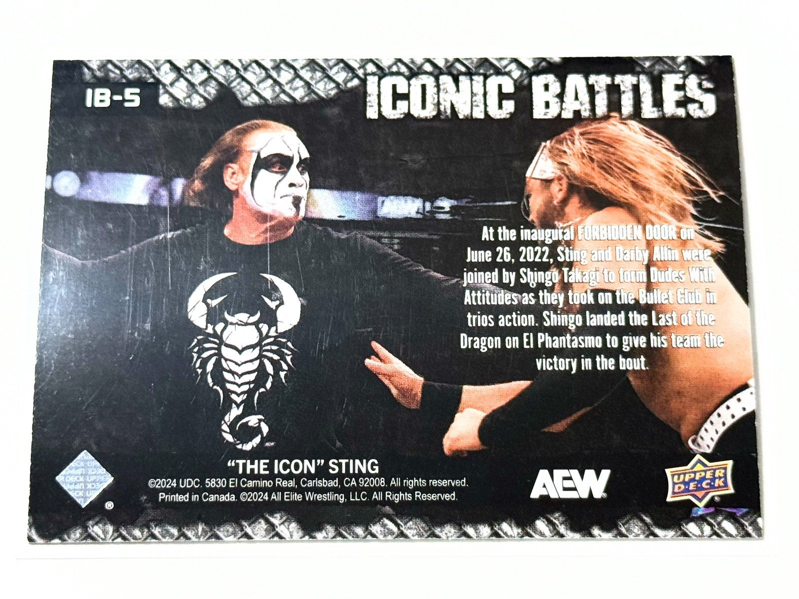 2024 Upper Deck AEW The Icon Sting Iconic Battles Forbidden Door Card IB-5