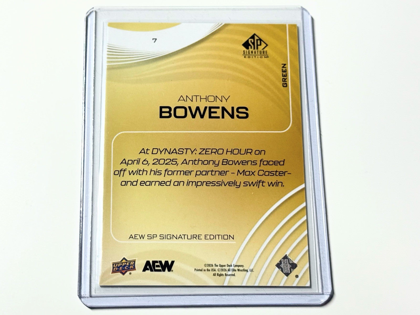 2026 Upper Deck AEW SP Signature Edition Anthony Bowens /25 Green Card #7
