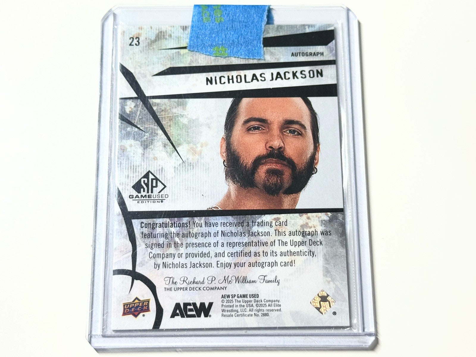 2024 Upper Deck AEW SP Game Used Nicholas Jackson Autographed Card #23