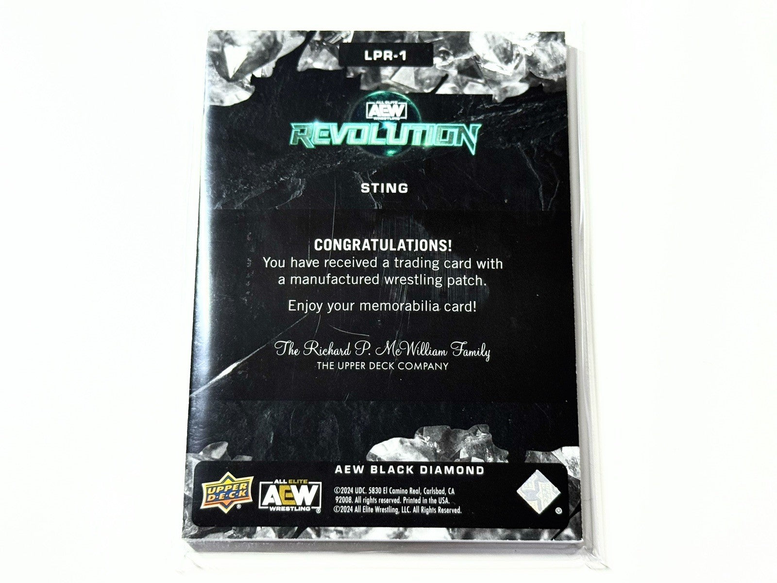 2024 Upper Deck AEW Black Diamond Sting Revolution Patch Card LPR-1