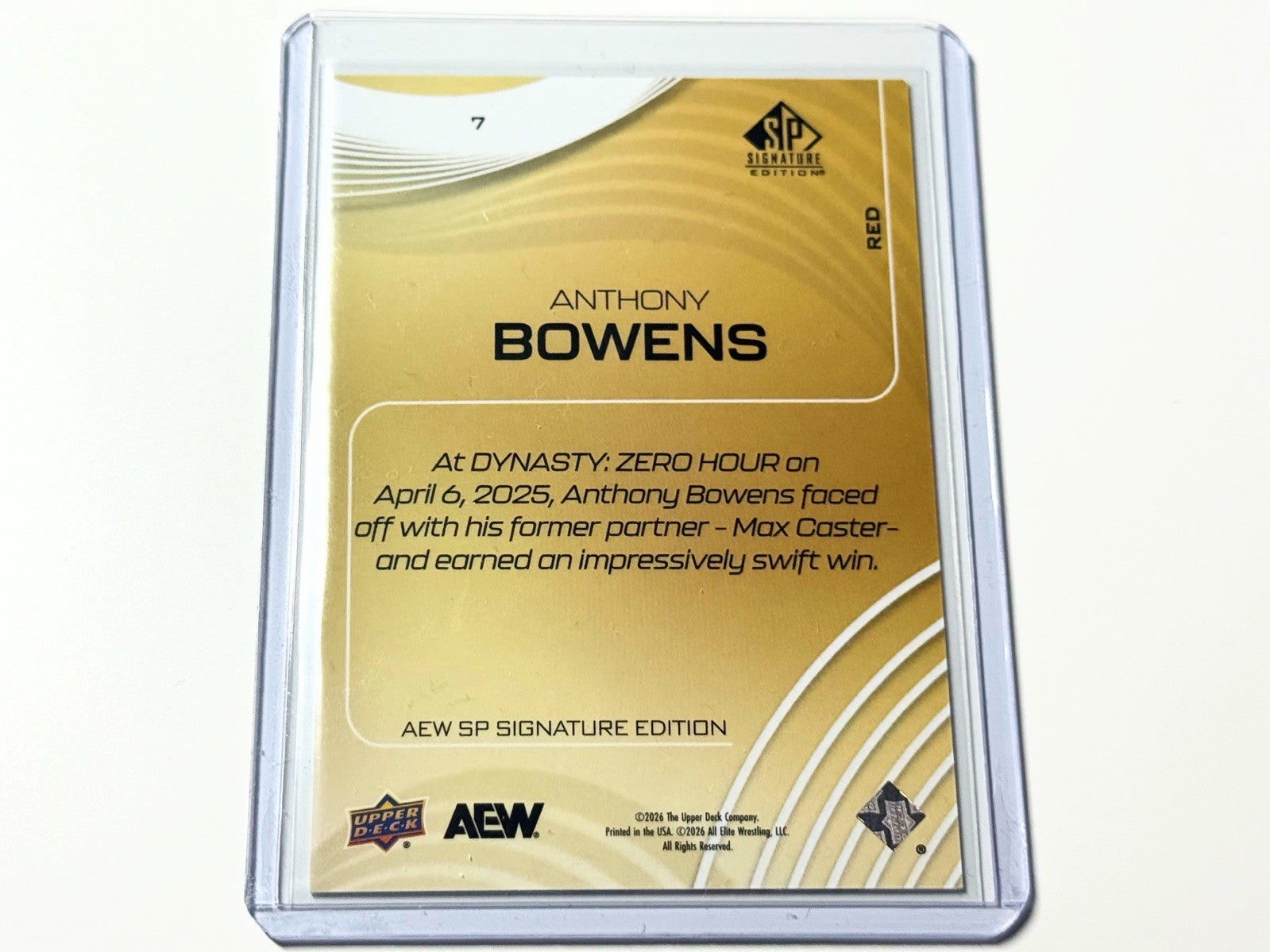 2026 Upper Deck AEW SP Signature Edition Anthony Bowens /99 Red Card #7