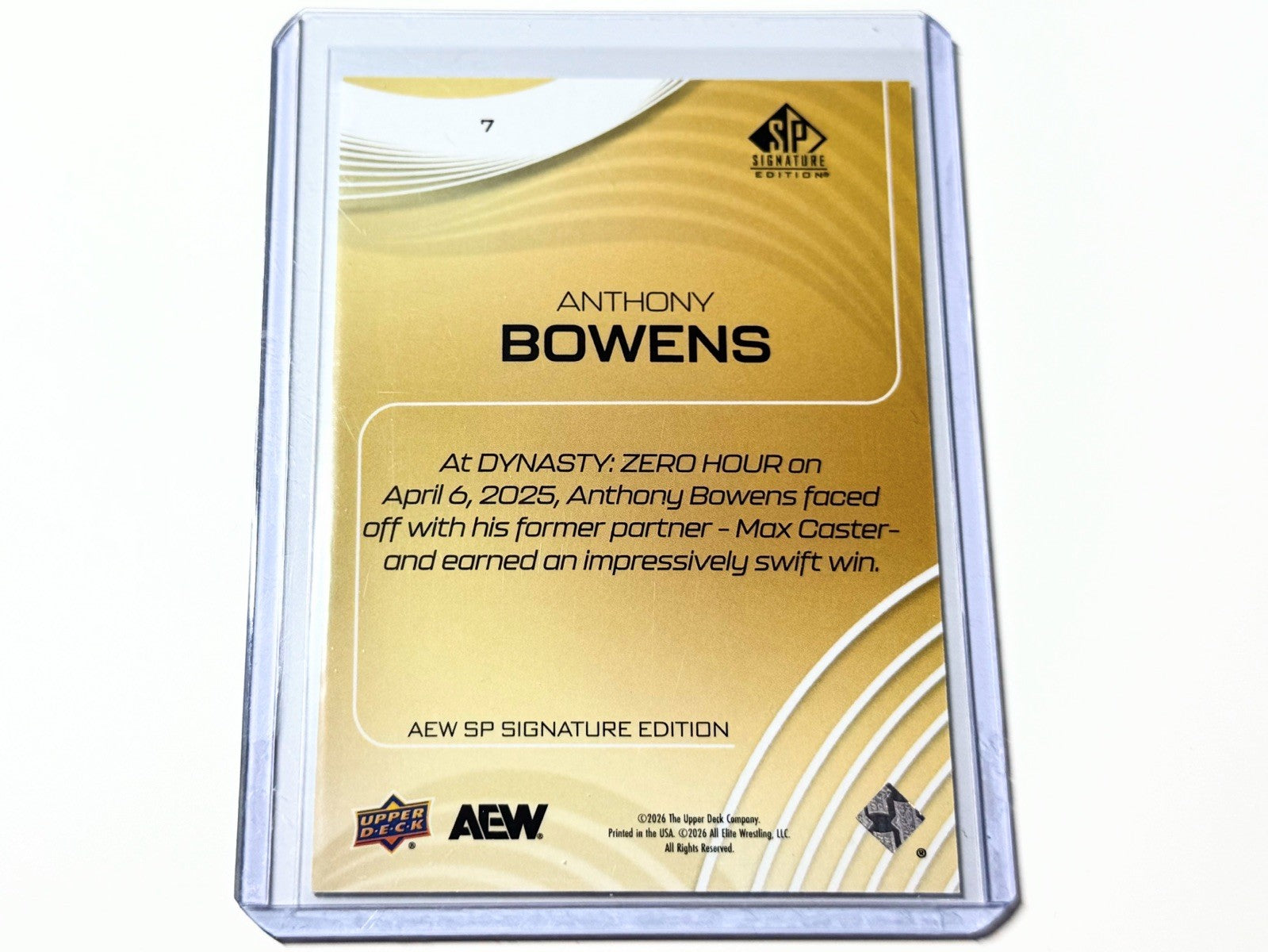 2026 Upper Deck AEW SP Signature Edition Anthony Bowens /249 Card #7