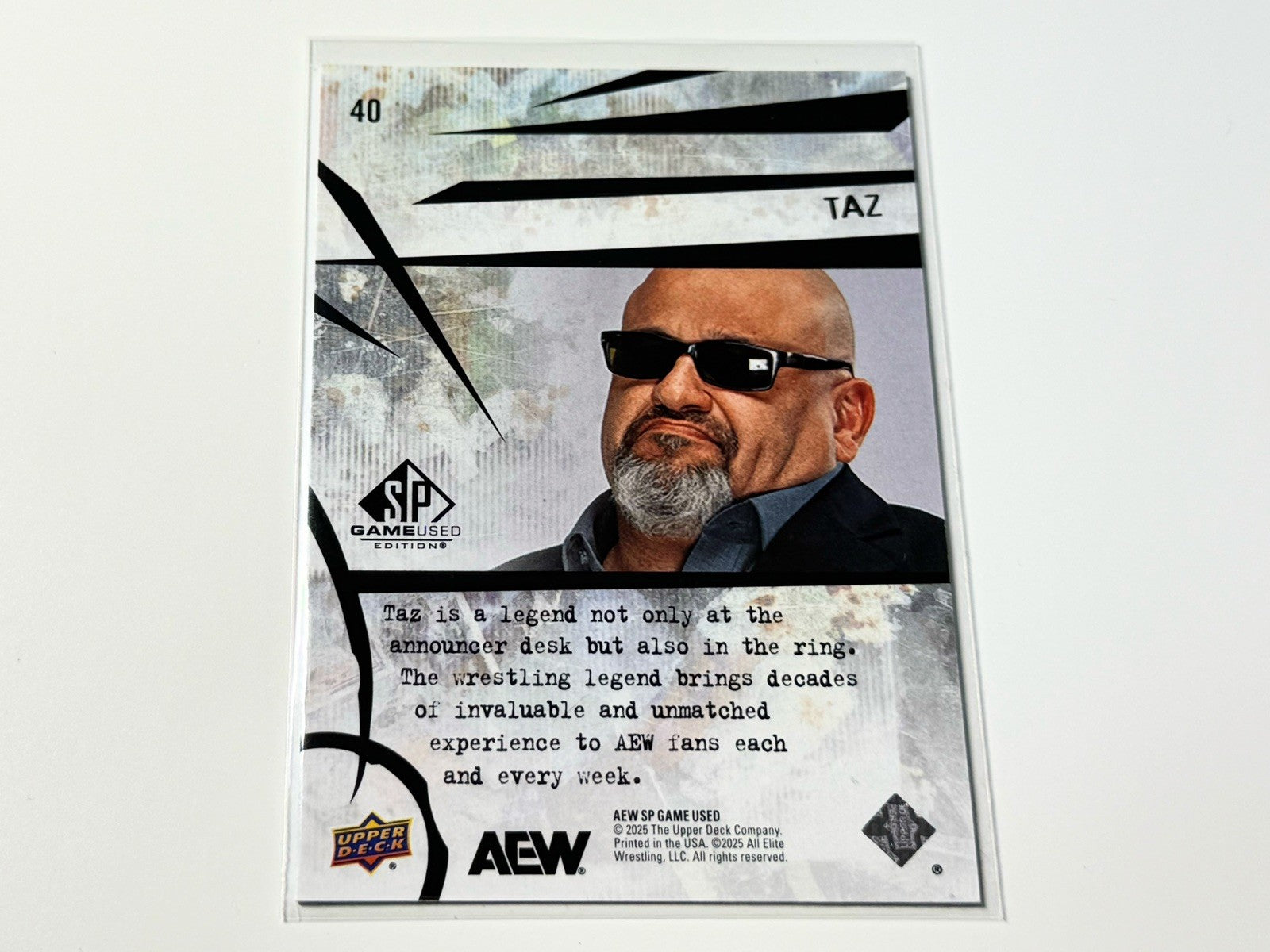 2025 Upper Deck AEW SP Game Used Taz Base Card #40
