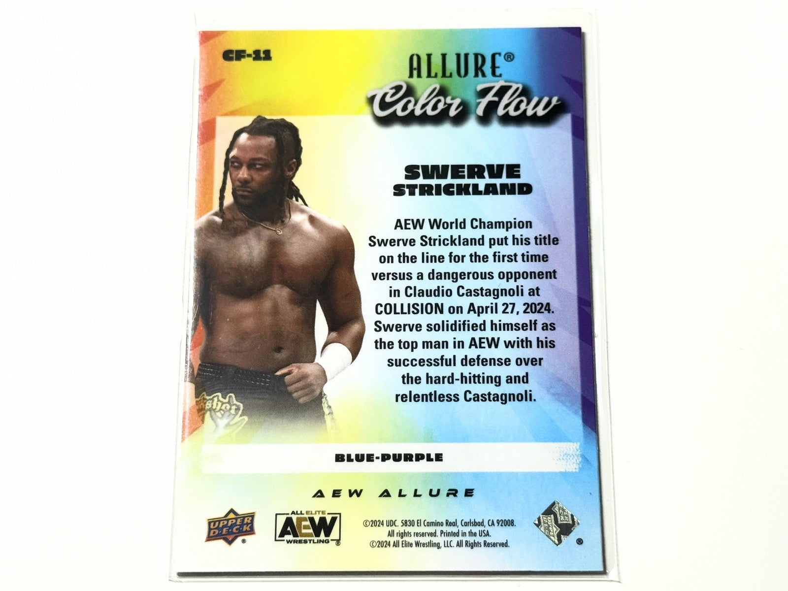 2024 Upper Deck AEW Allure Swerve Strickland Blue Purple Color Flow Card CF-11