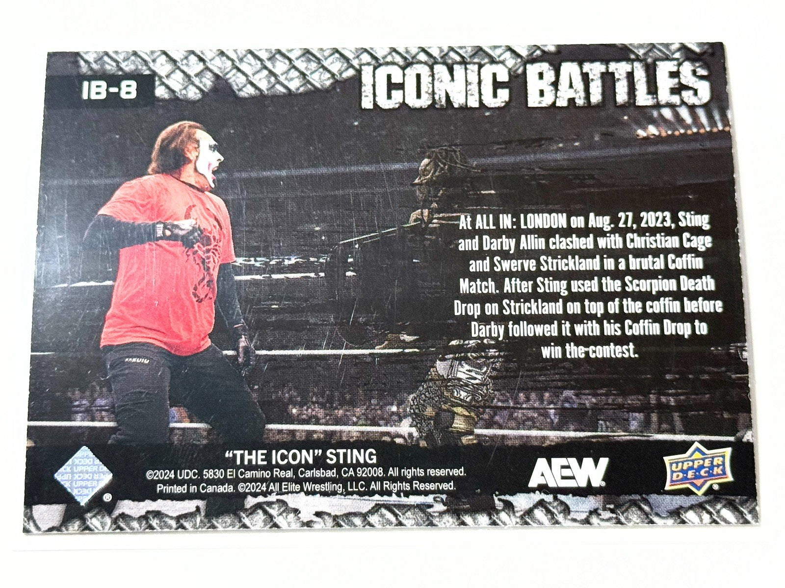 2024 Upper Deck AEW The Icon Sting Iconic Battles Darby All In 2023 Card IB-8
