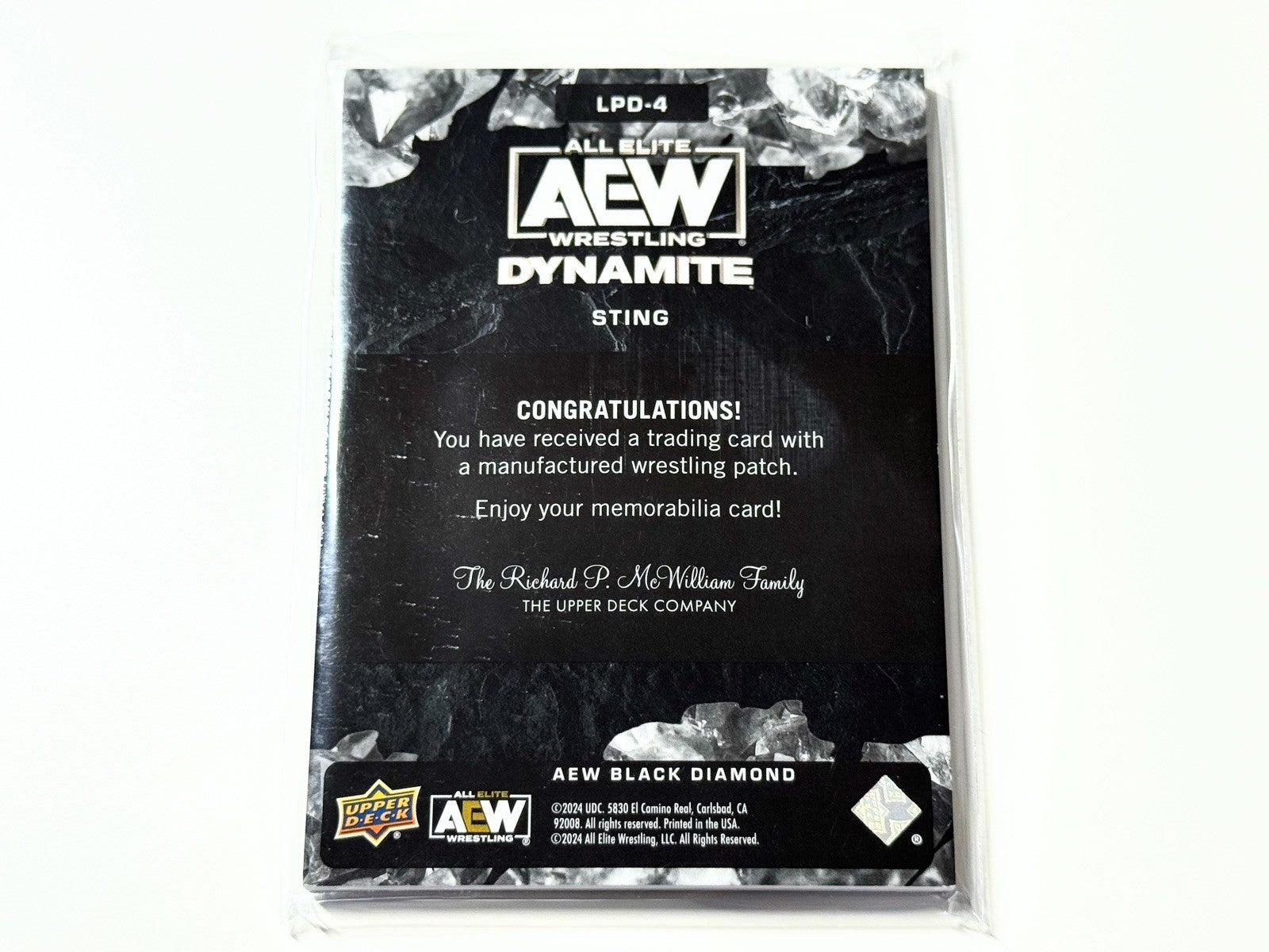 2024 Upper Deck AEW Black Diamond Sting Dynamite Patch Card LPD-4