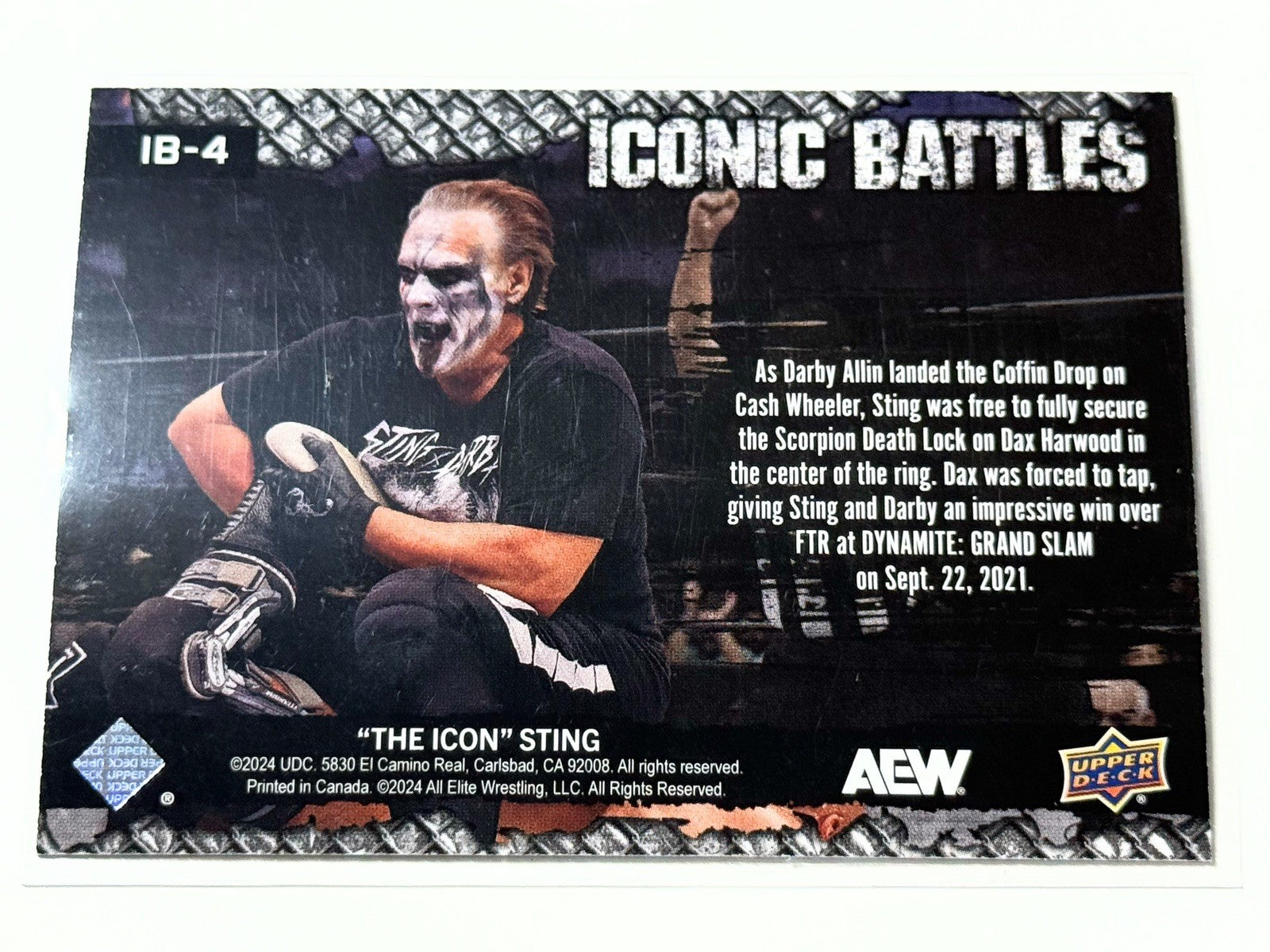 2024 Upper Deck AEW The Icon Sting Iconic Battles Death Lock Card IB-4