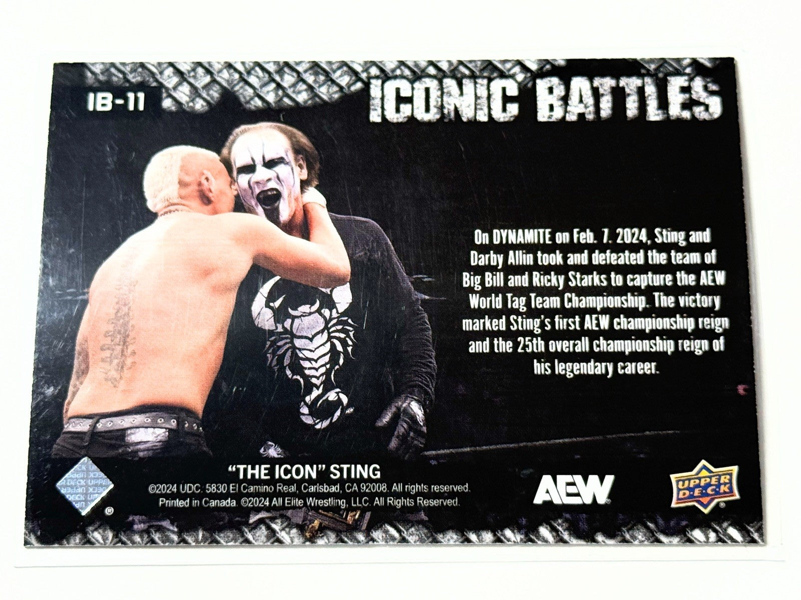 2024 Upper Deck AEW The Icon Sting Iconic Battles Darby Card IB-11