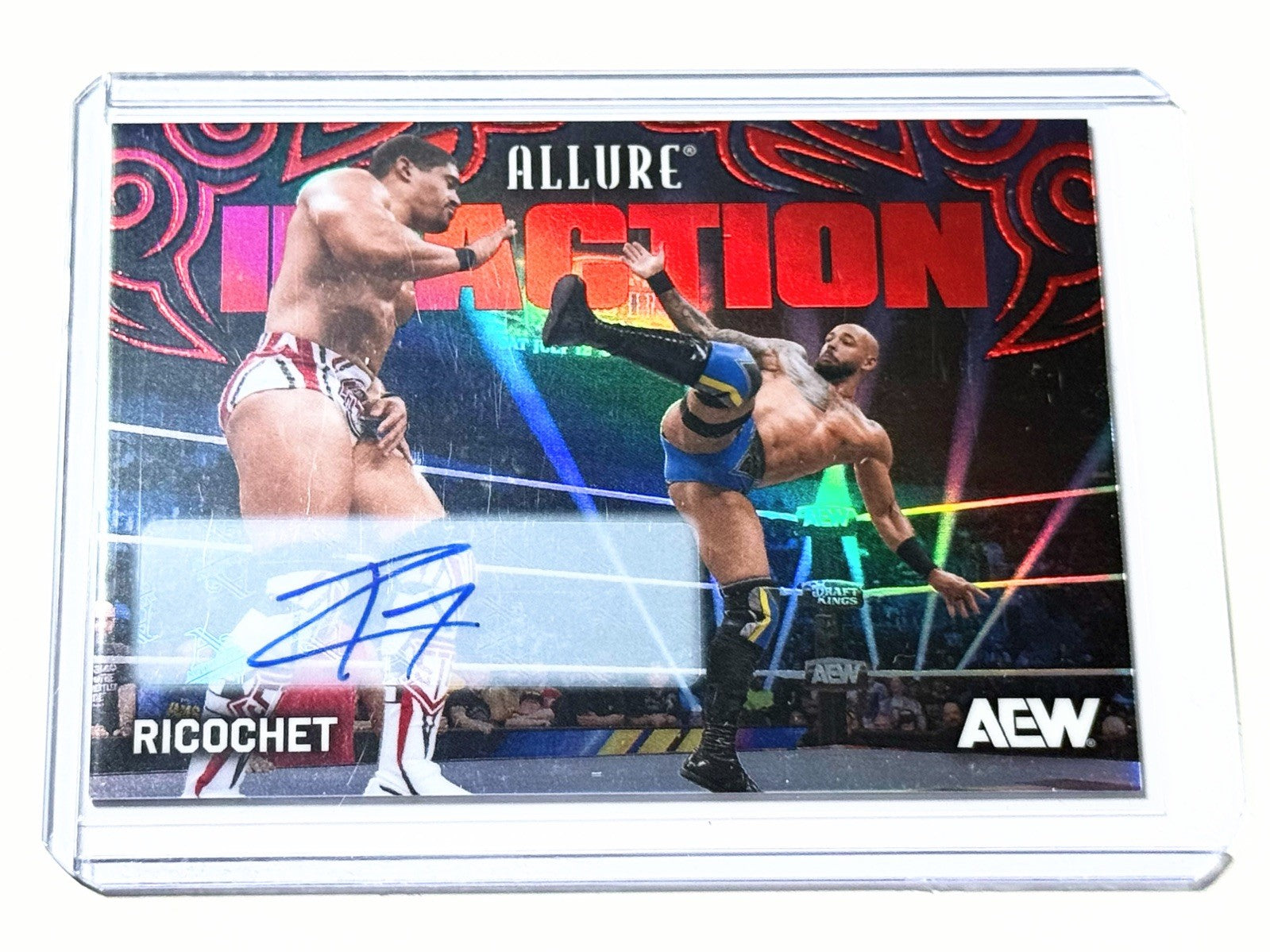 2026 Upper Deck AEW Allure Ricochet In Action Red Rainbow Autographed Card #86