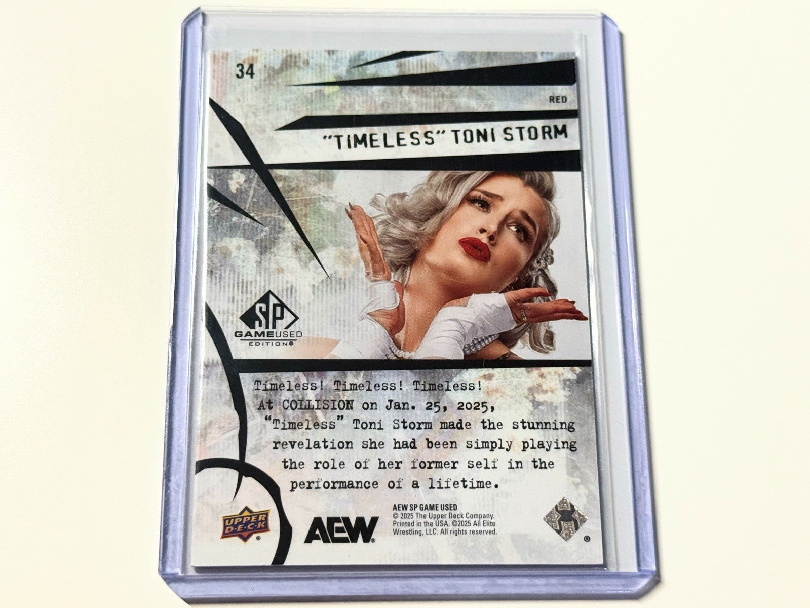 2025 Upper Deck AEW SP Game Used Timeless Toni Storm Red Base Card #34