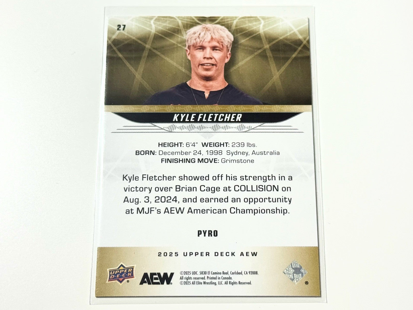 2025 Upper Deck AEW Flagship Kyle Fletcher Pyro Parallel Card #27