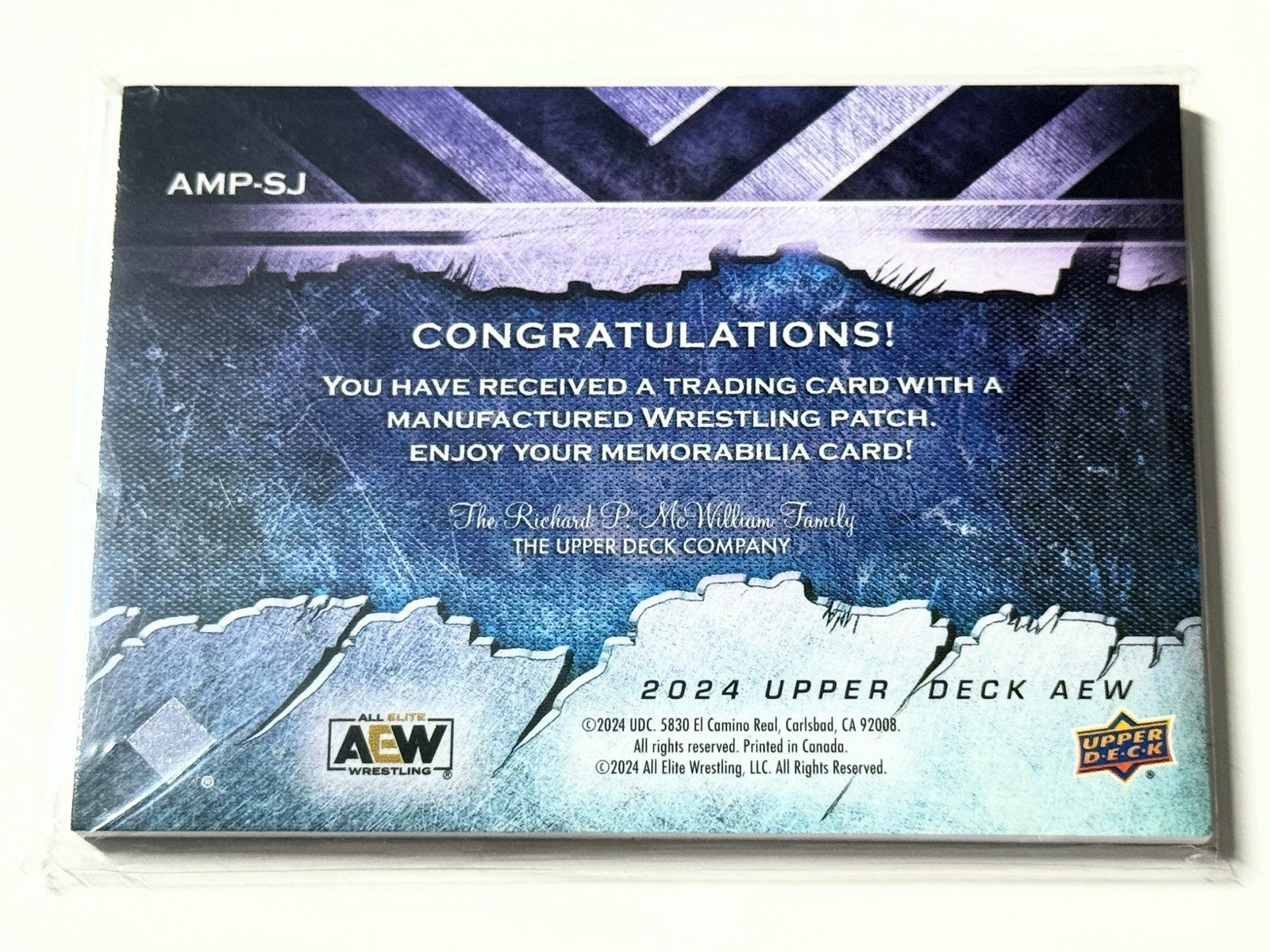 2024 Upper Deck AEW Flagship Samoa Joe Manufactured Patch Card AMP-SJ