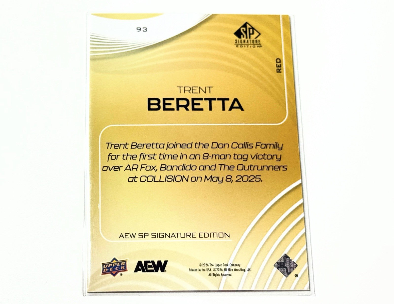 2026 Upper Deck AEW SP Signature Edition Trent Beretta /99 Red Card #93