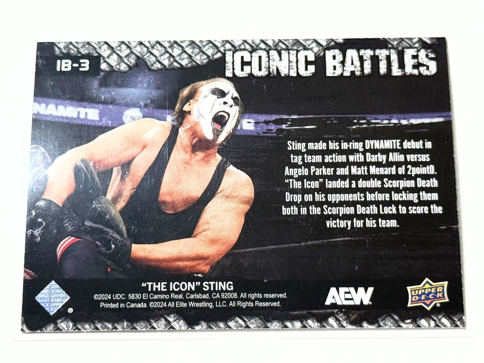 2024 Upper Deck AEW The Icon Sting Iconic Battles Darby Card IB-3