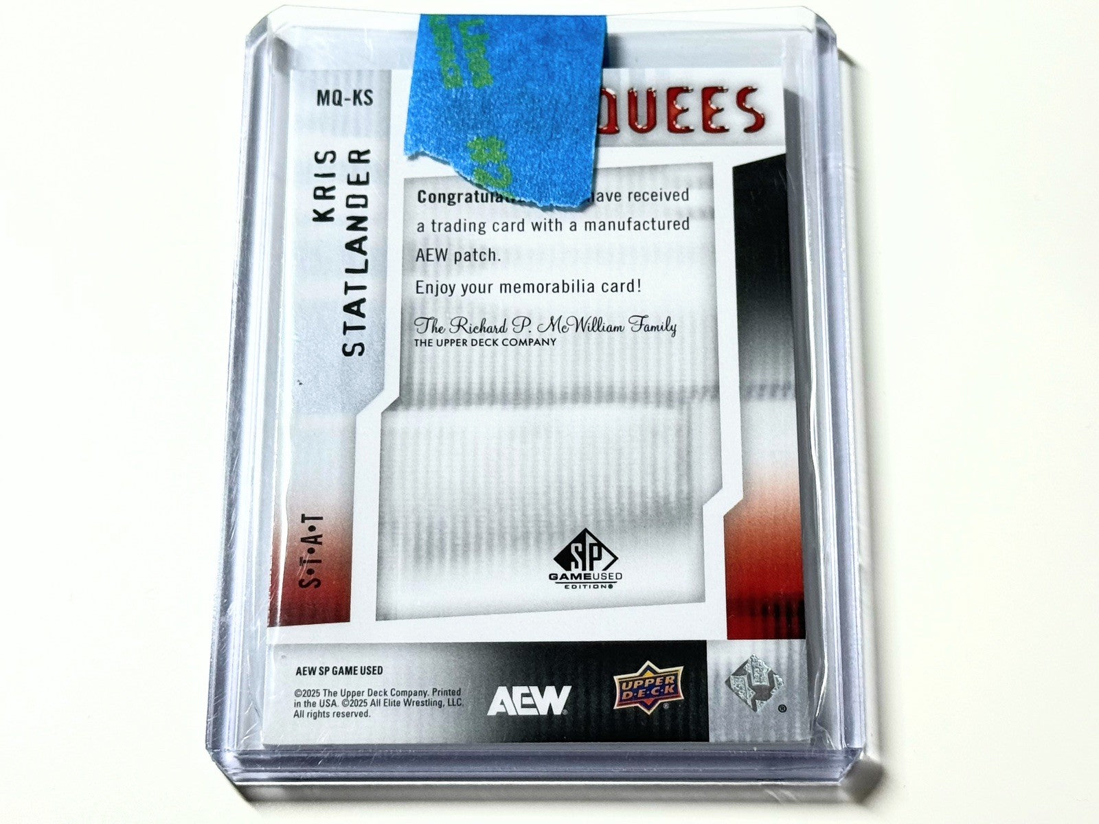 2025 Upper Deck AEW SP Game Used Kris Statlander Marquees T /50 Card MQ-KS