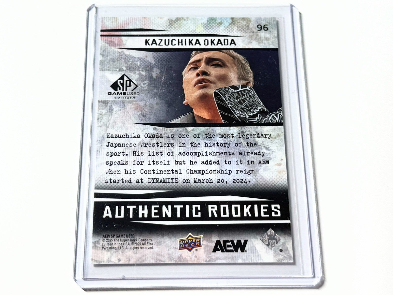 2025 Upper Deck AEW SP Game Used Kazuchika Okada Authentic Rookies Base Card #96