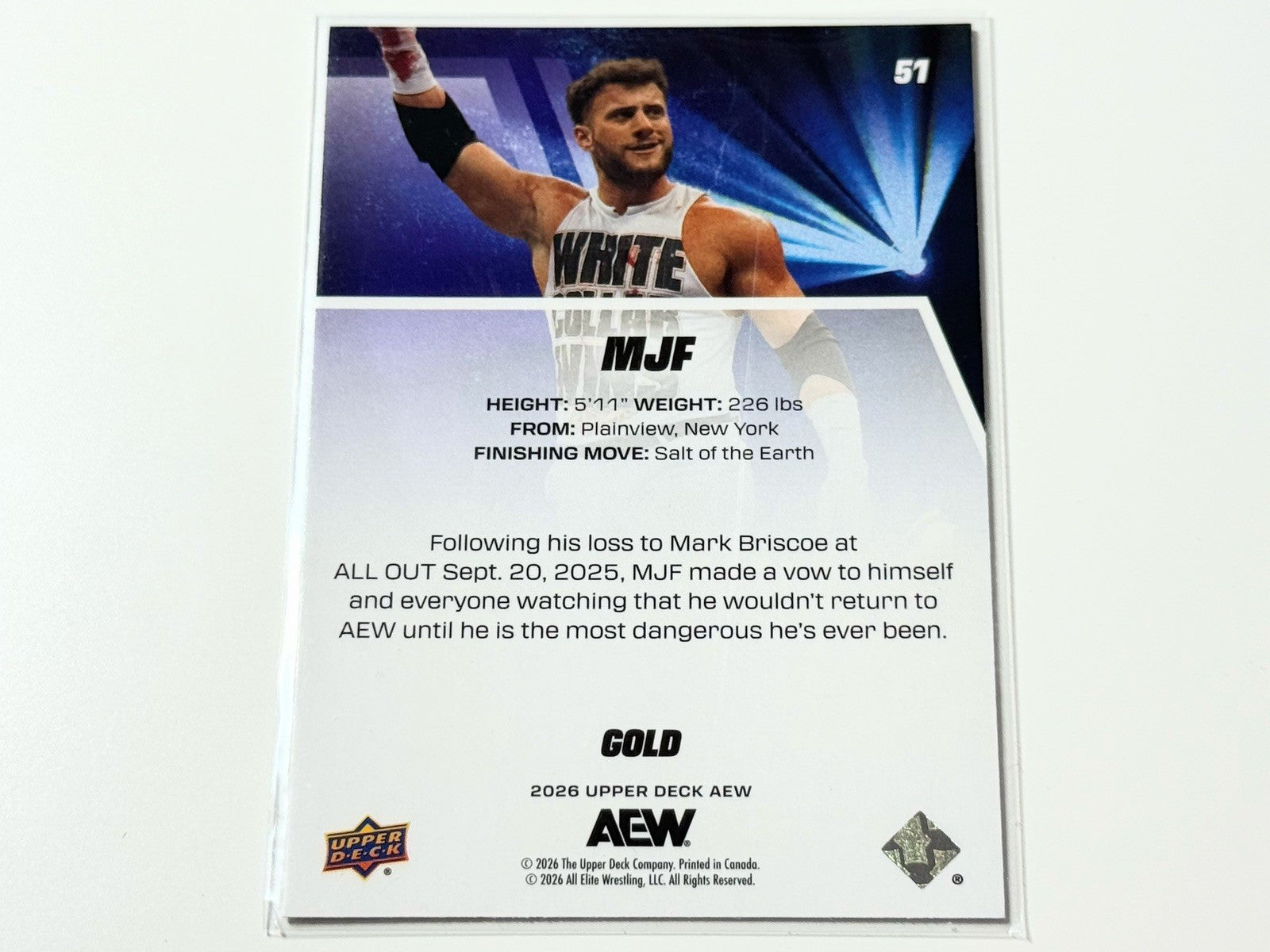 2026 Upper Deck AEW Flagship MJF Gold Parallel Card #51