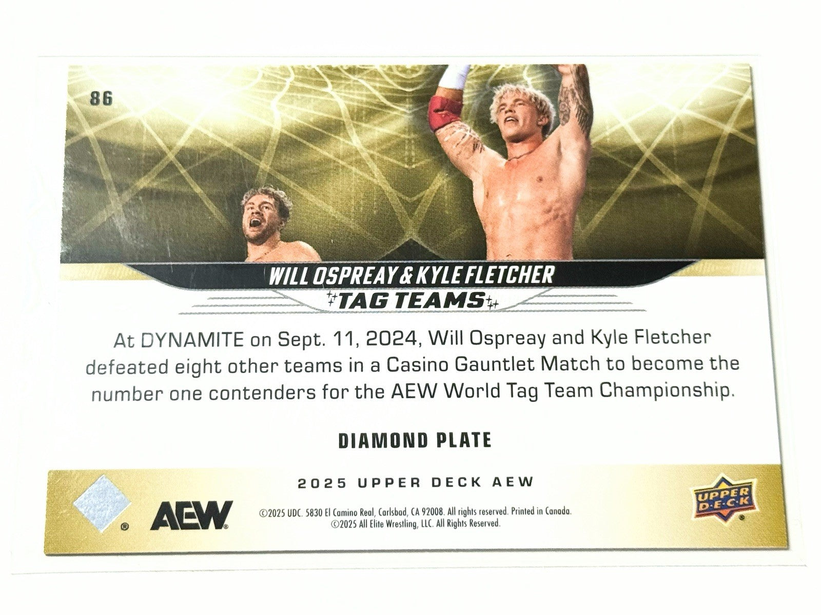 2025 Upper Deck AEW Flagship Will Ospreay & Kyle Fletcher Diamond Plate Card #86