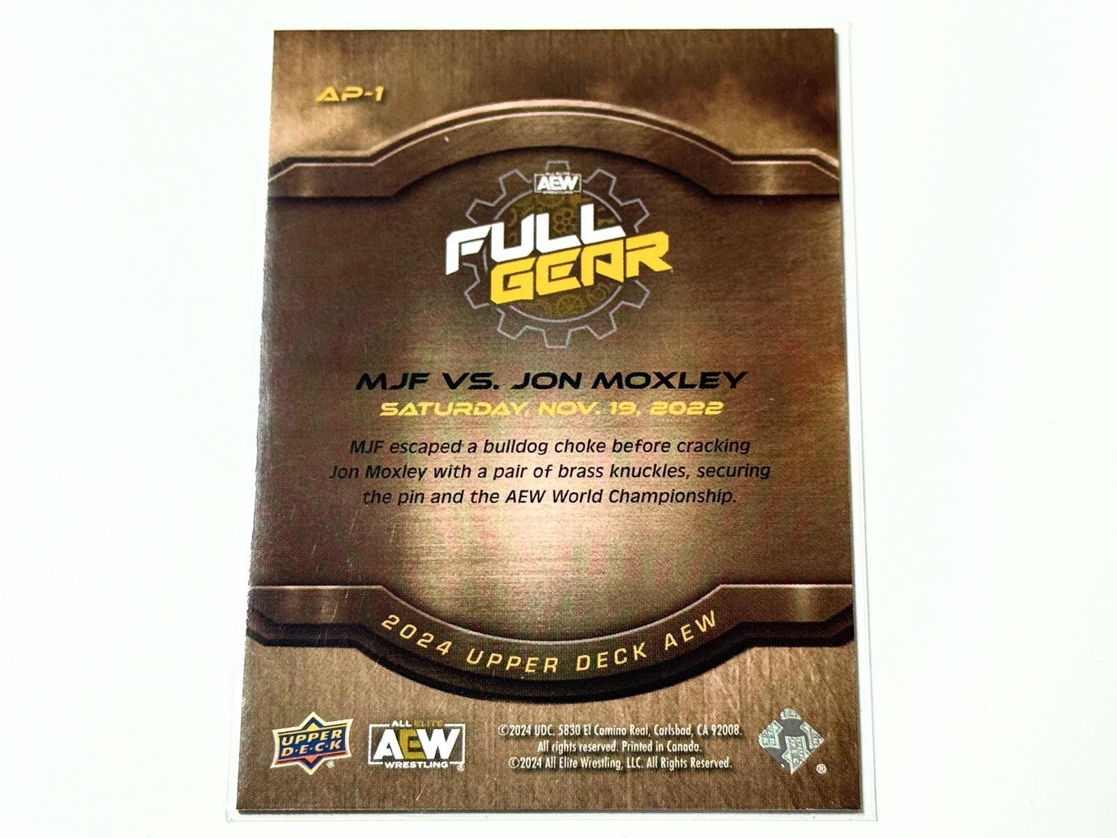 2024 Upper Deck AEW Flagship MJF vs. Jon Moxley Poster Card AP-1