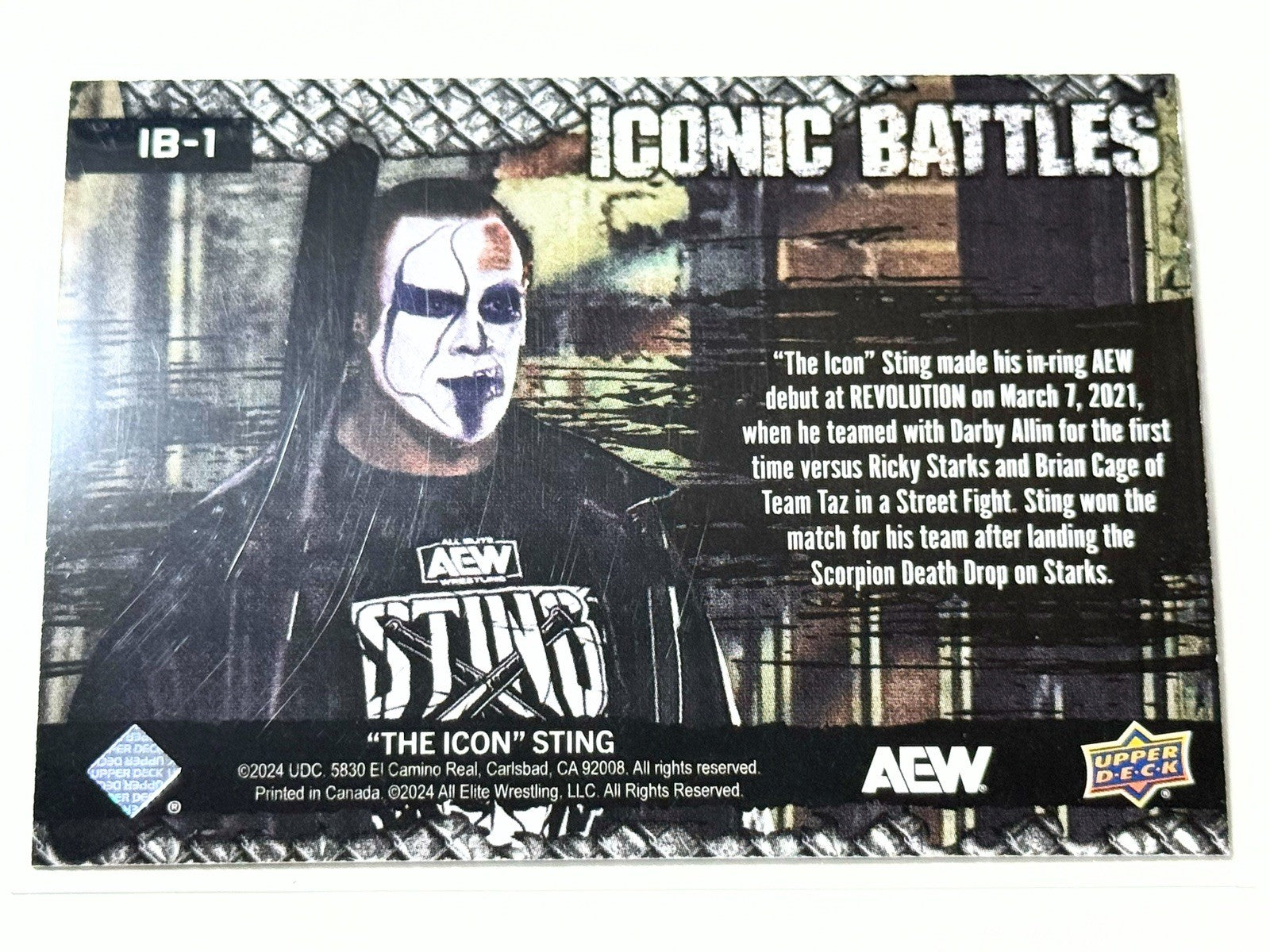 2024 Upper Deck AEW The Icon Sting Iconic Battles Debut Card IB-1