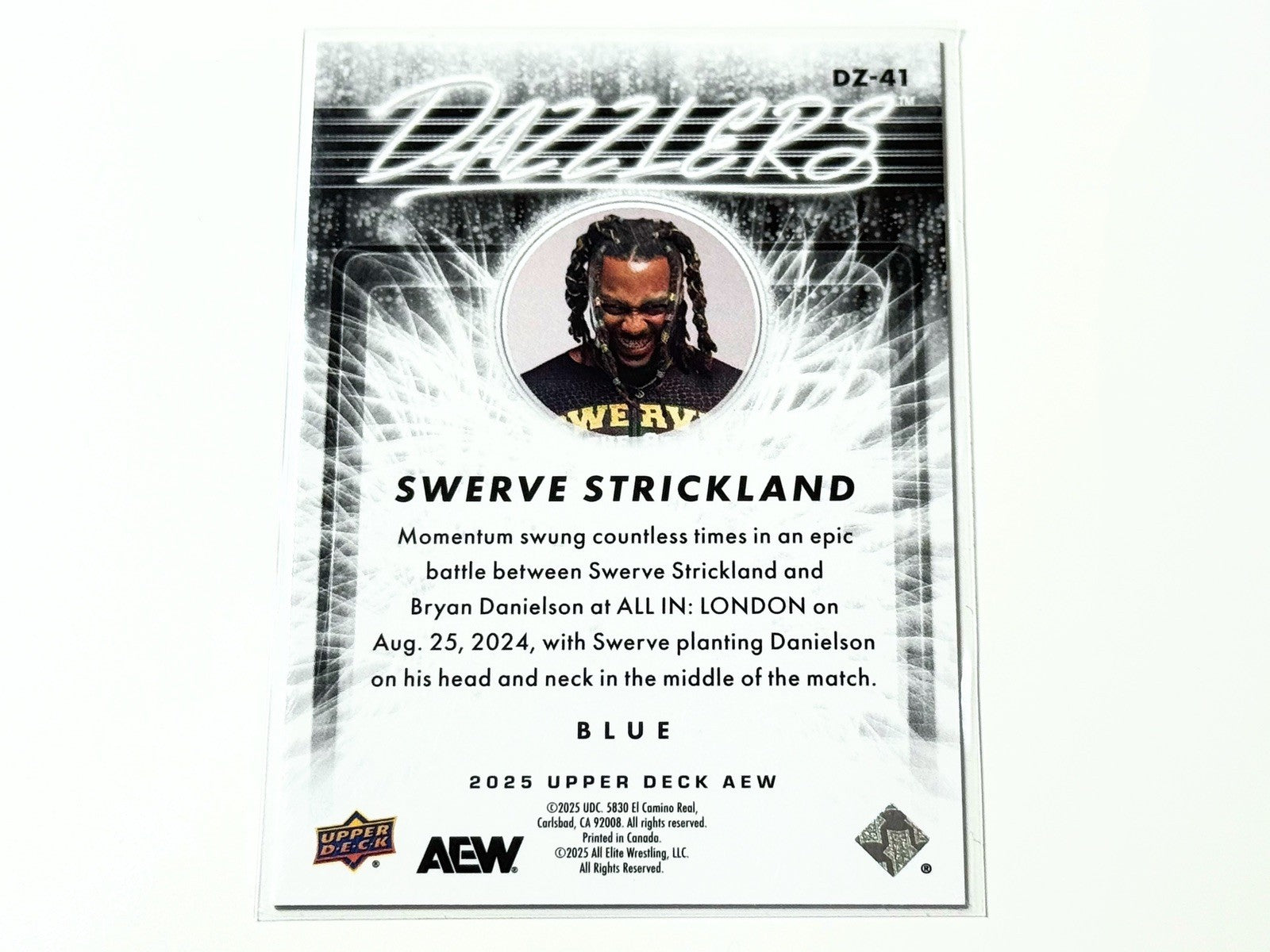 2025 Upper Deck AEW Flagship Swerve Strickland Blue Dazzlers Card DZ-41