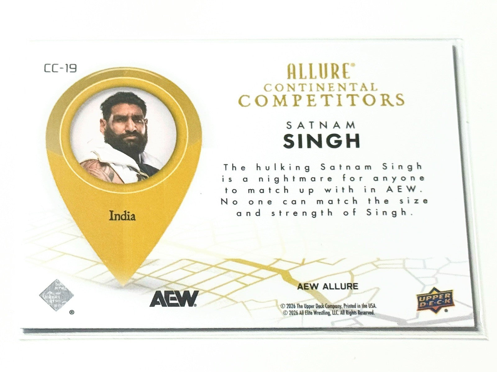 2026 Upper Deck AEW Allure Satnam Singh Continental Competitors Card CC-19