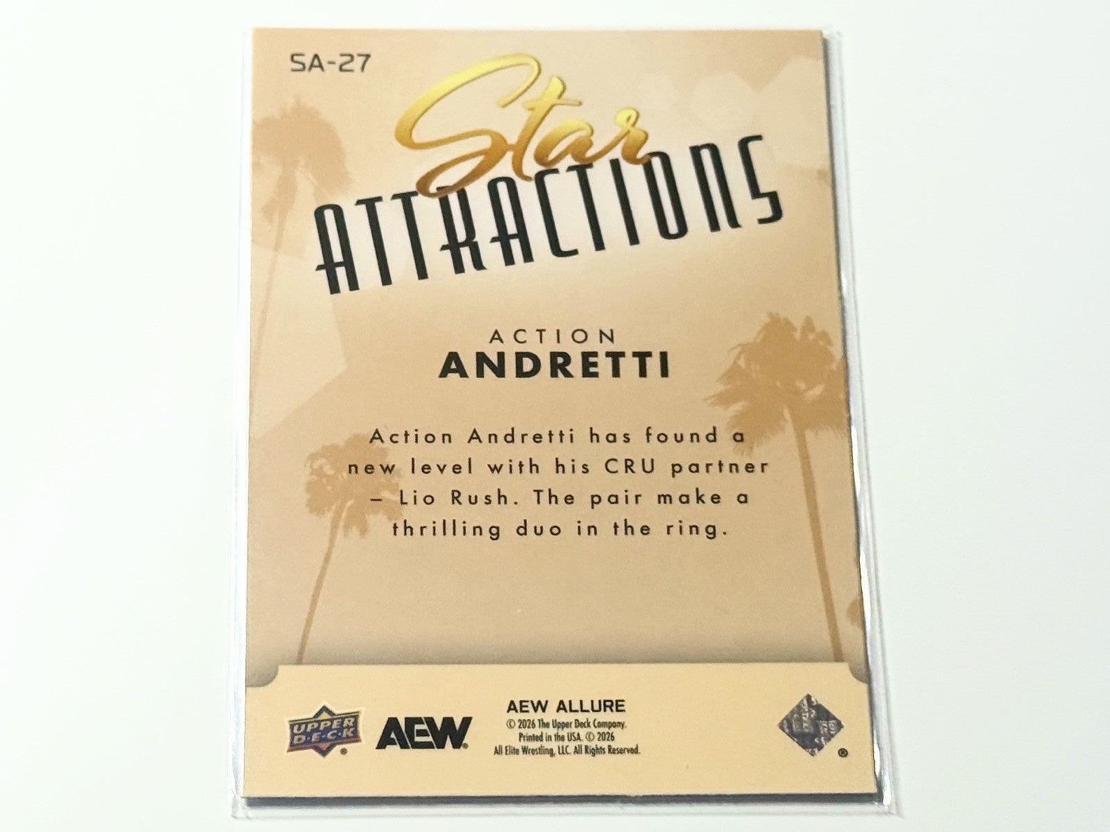 2026 Upper Deck AEW Allure Action Andretti Star Attractions Card SA-27