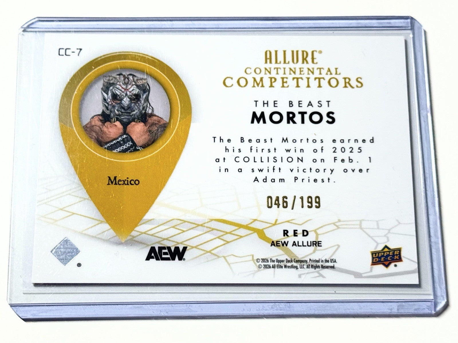 2026 Upper Deck AEW Allure The Beast Mortos Continental Competitors Red /199 Card CC-7
