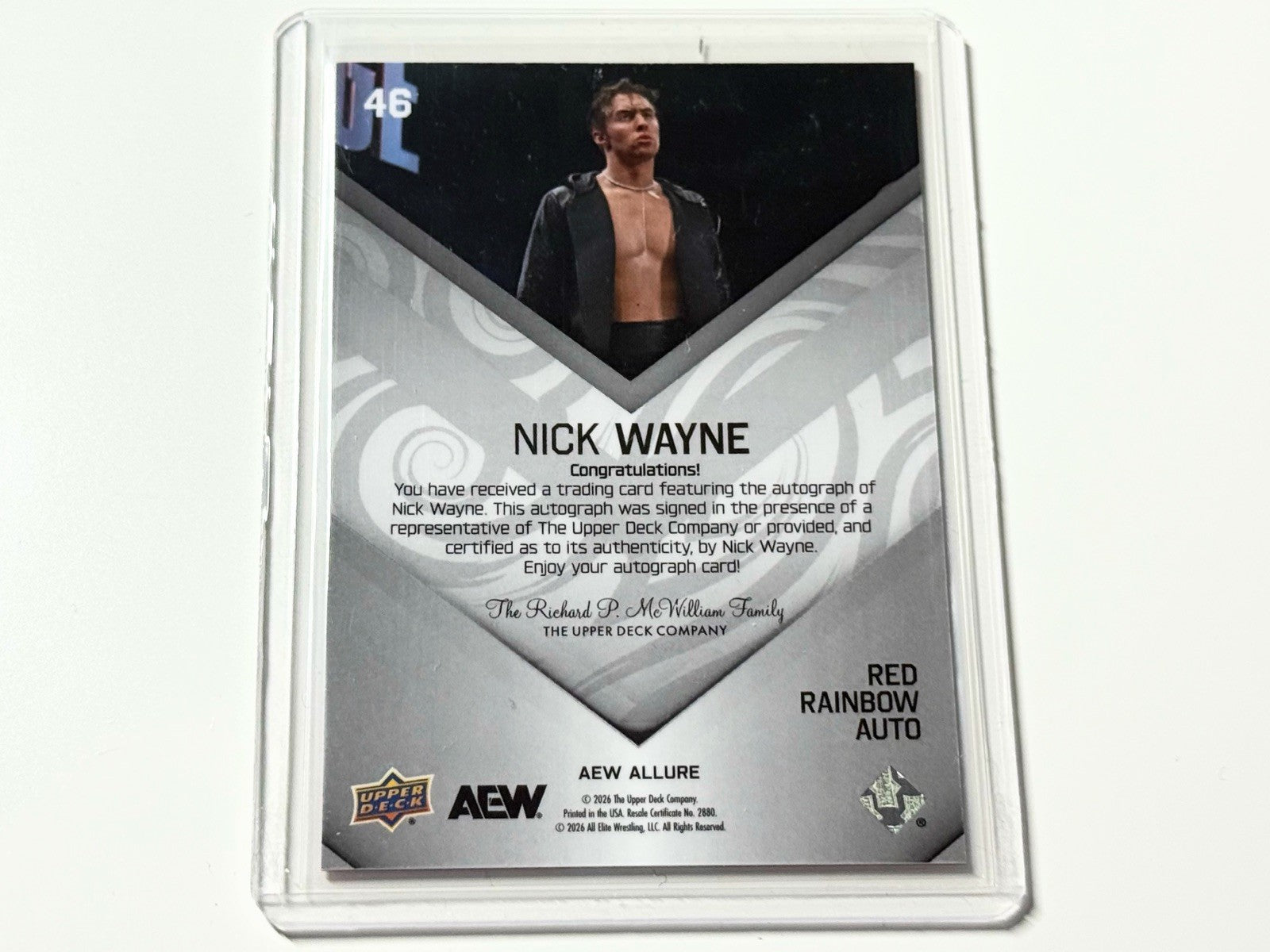 2026 Upper Deck AEW Allure Nick Wayne Red Rainbow Autographed Card #46