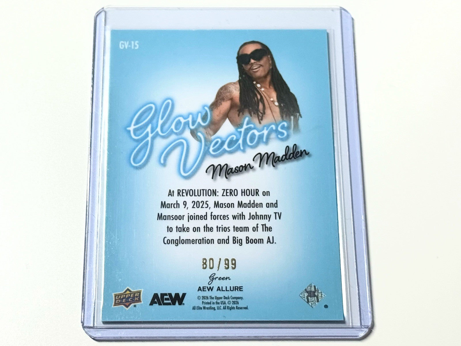 2026 Upper Deck AEW Allure Marcus Madden Glow Vectors Green /99 Card GV-15