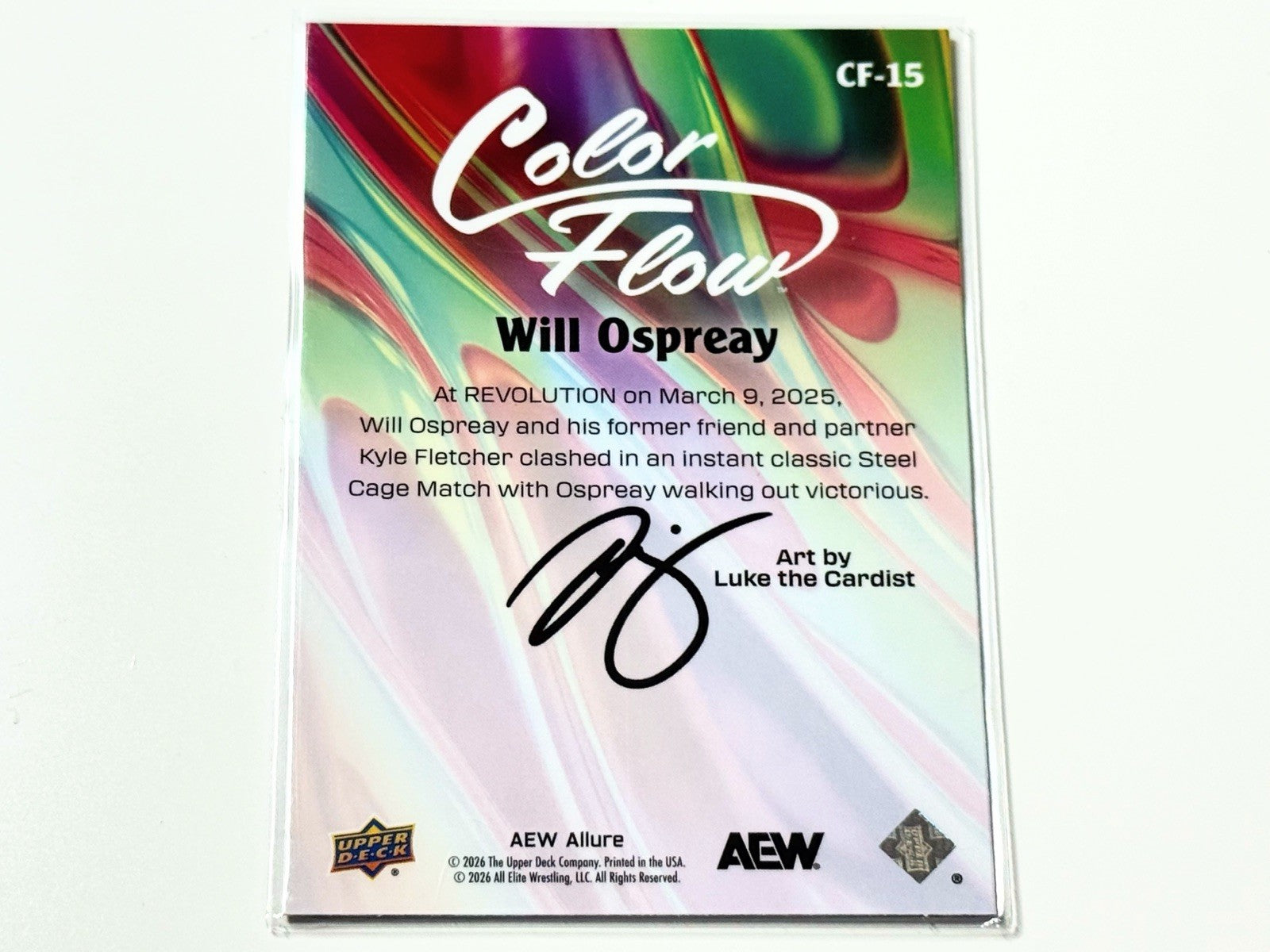 2026 Upper Deck AEW Allure Will Ospreay Yellow Green Color Flow Card CF-15