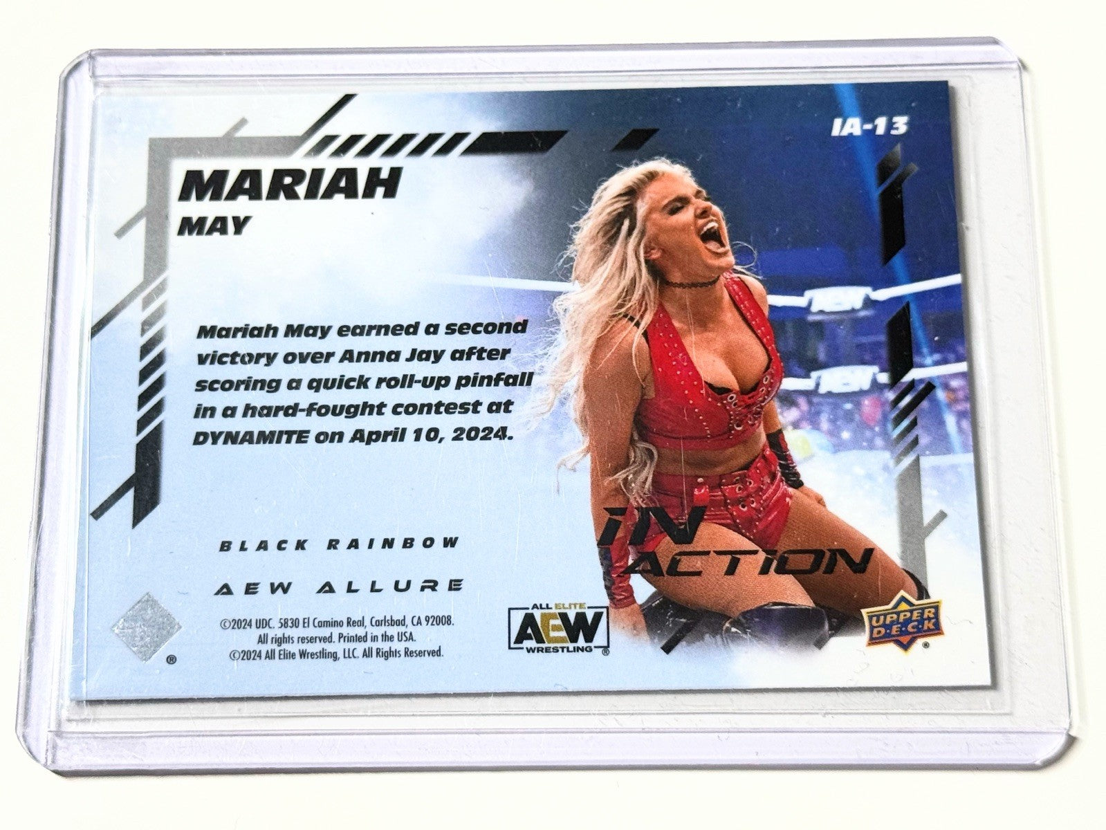 2024 Upper Deck AEW Allure Mariah May In Action Black Rainbow Card IA-13