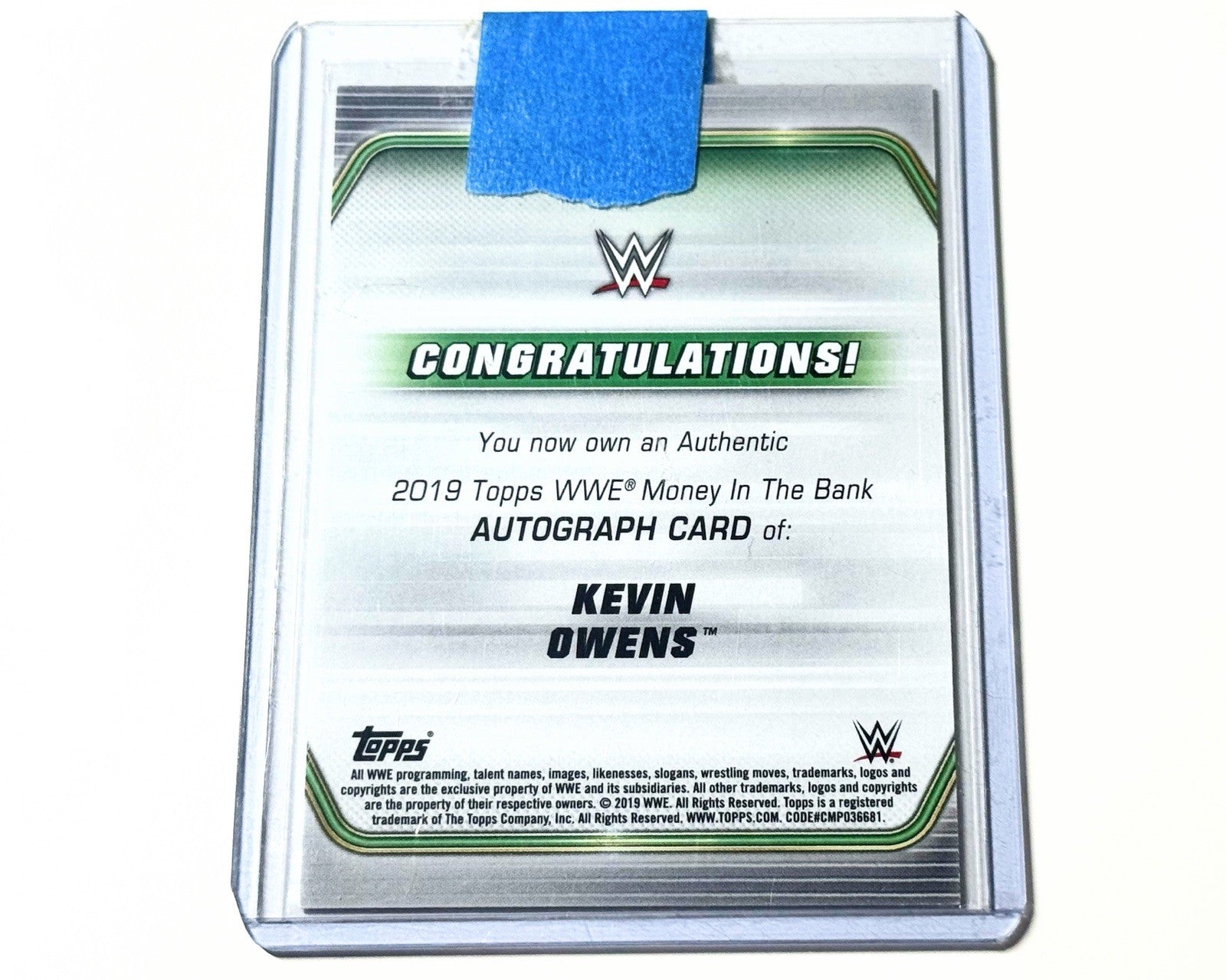 2019 Topps WWE Kevin Owens Money In The Bank Autographed /99 Card A-KO