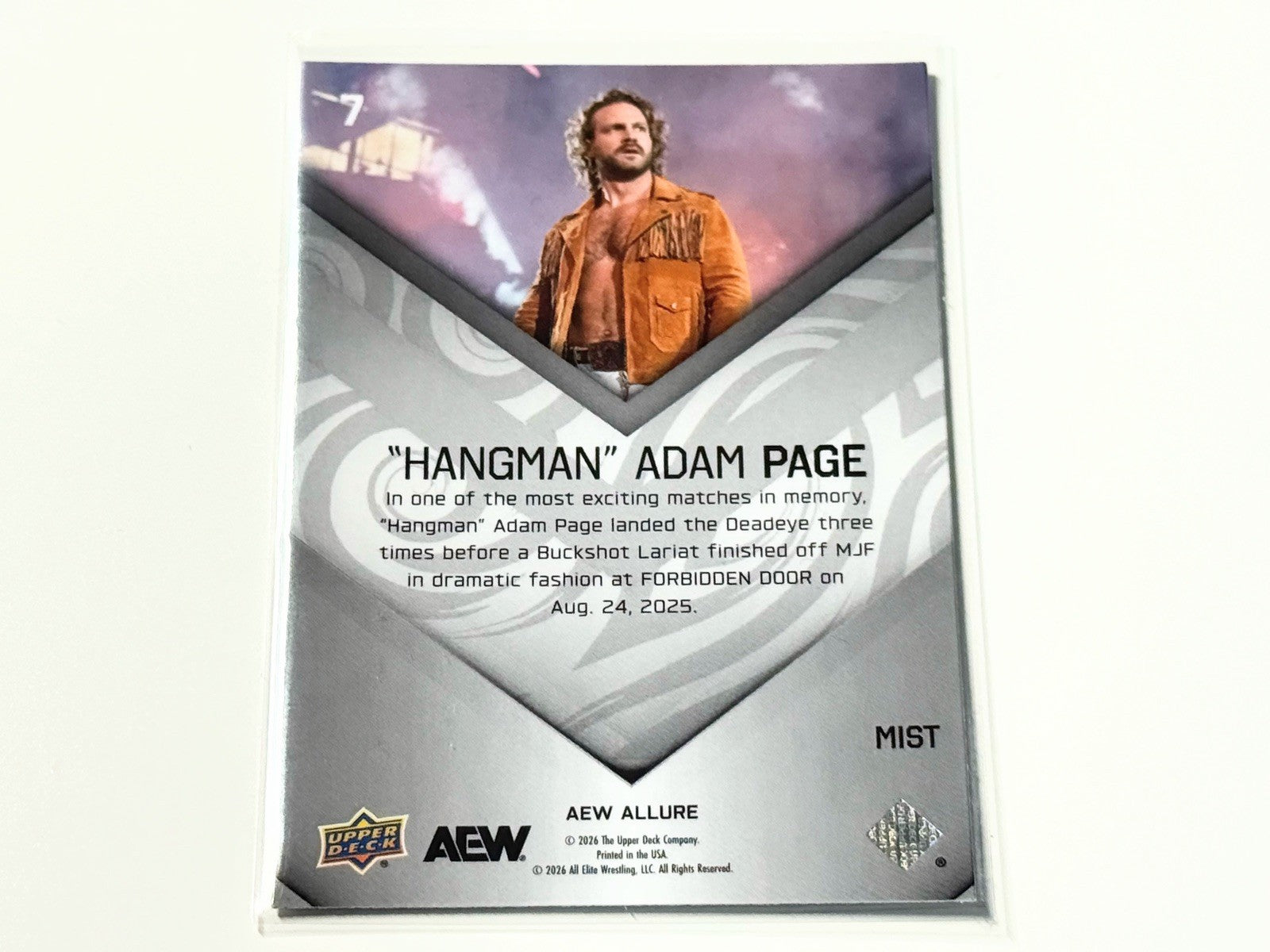 2026 Upper Deck AEW Allure Hangman Adam Page Mist Parallel Card #7