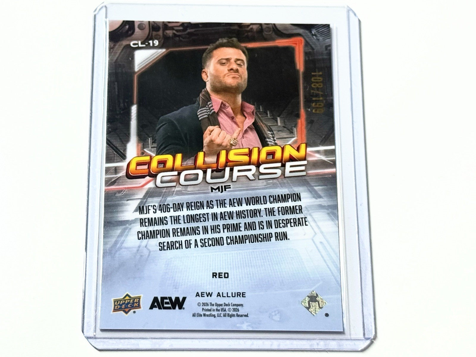 2026 Upper Deck AEW Allure MJF Collision Course Red Pulsar /199 Card CL-19