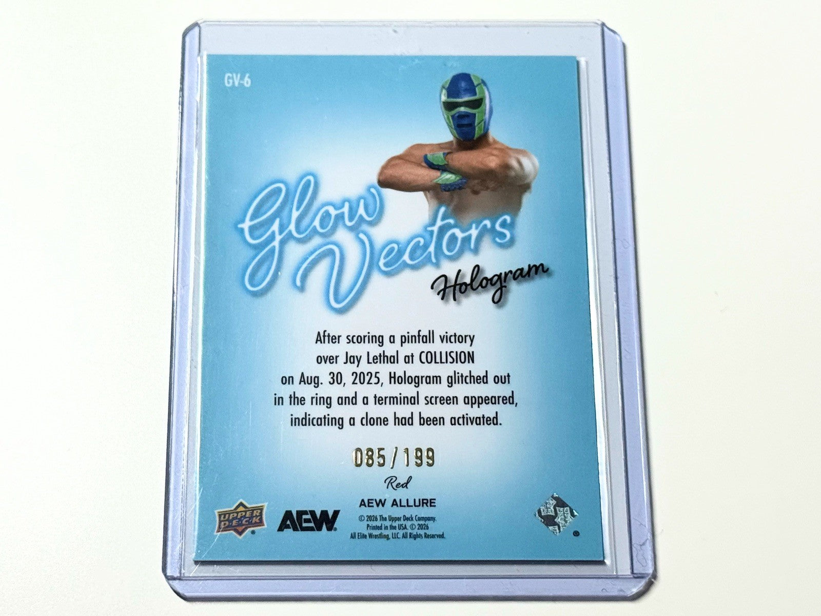 2026 Upper Deck AEW Allure Hologram Glow Vectors Red /199 Card GV-6