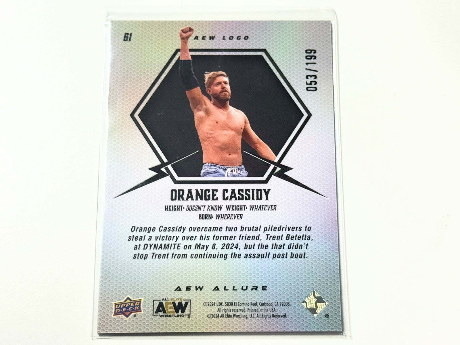 2024 Upper Deck AEW Allure Orange Cassidy AEW Logo /199 Card #61