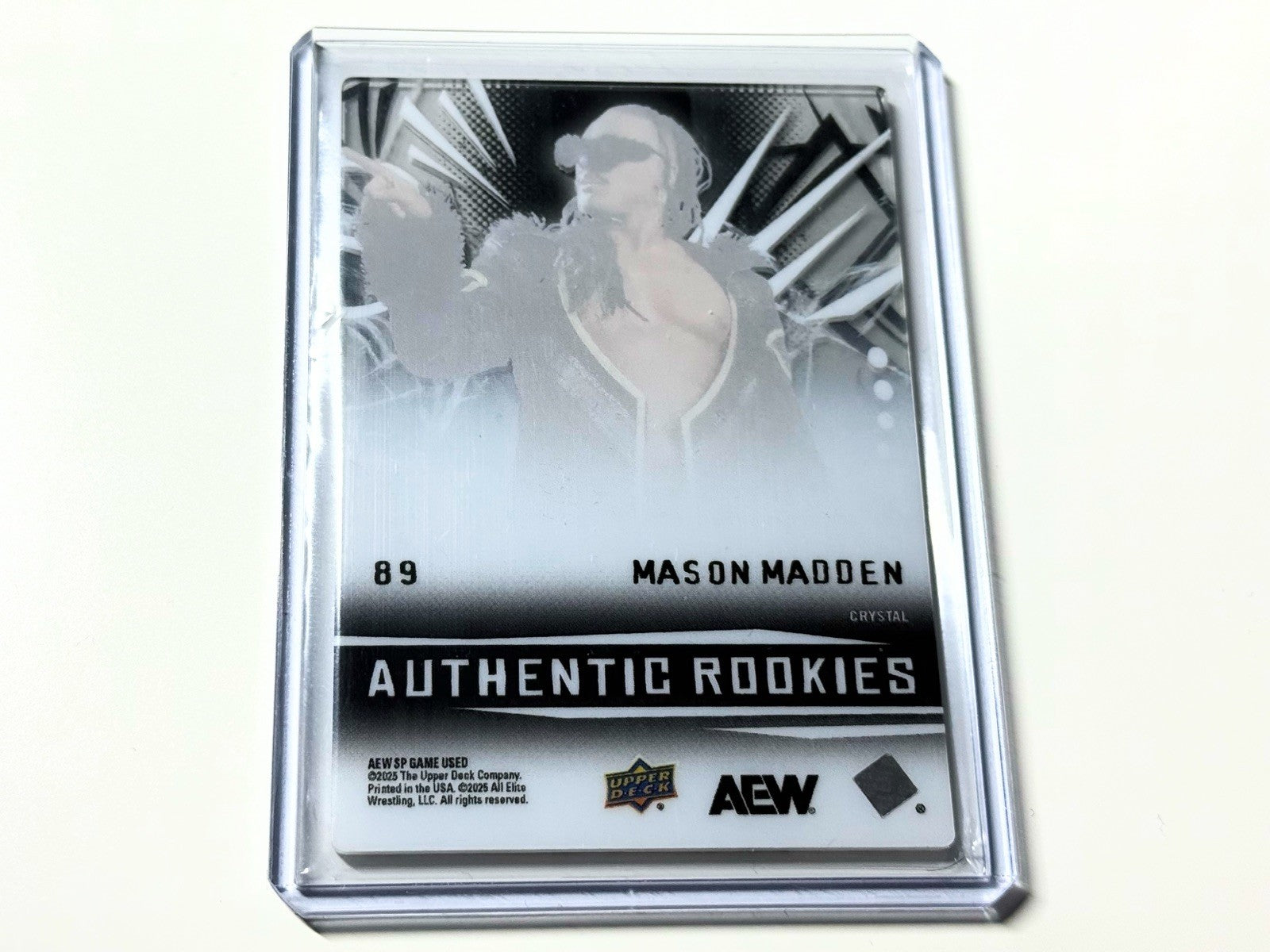 2025 Upper Deck AEW SP Game Used Mason Madden Authentic Rookies Crystal Parallel Card #89