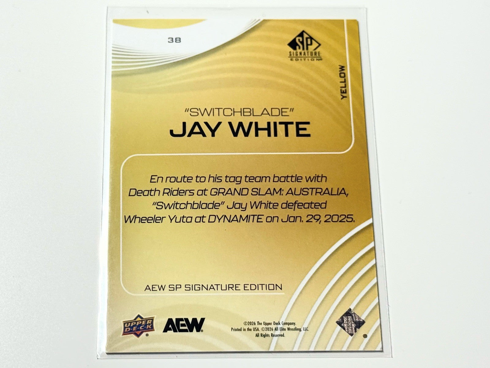 2026 Upper Deck AEW SP Signature Edition Jay White /50 Yellow Card #38