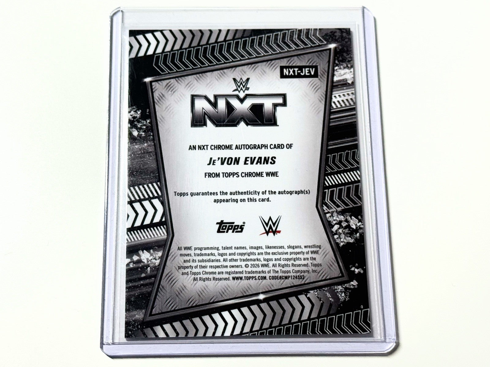 2026 Topps Chrome WWE NXT Je’Von Evans Autographed Card NXT-JEV