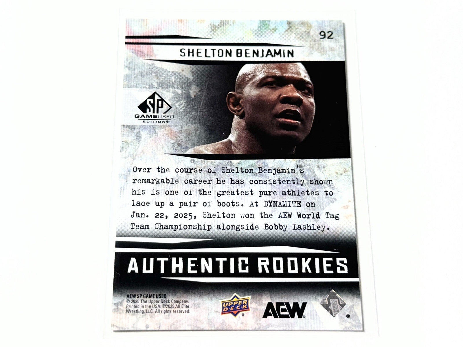 2025 Upper Deck AEW SP Game Used Shelton Benjamin Authentic Rookie Base Card #92