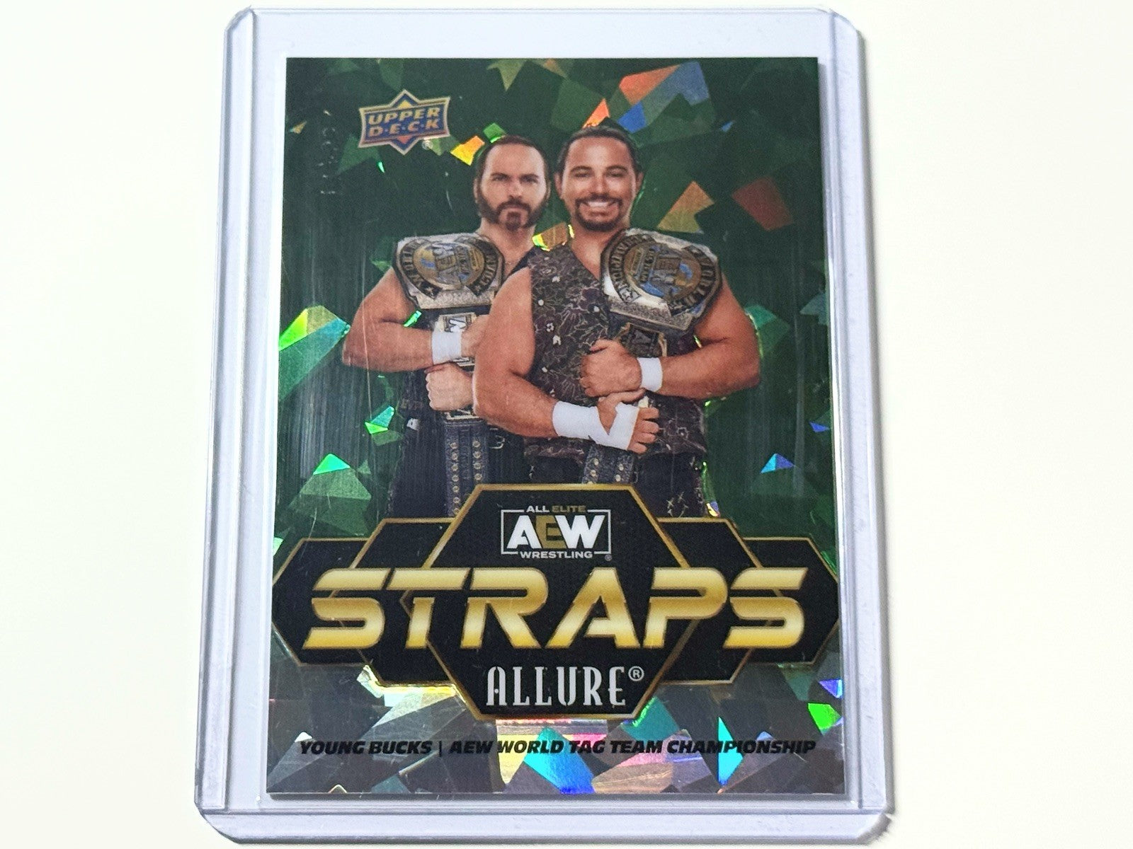 2024 Upper Deck AEW Allure The Young Bucks Straps Tag Championships Green Quartz /99 Card S-20